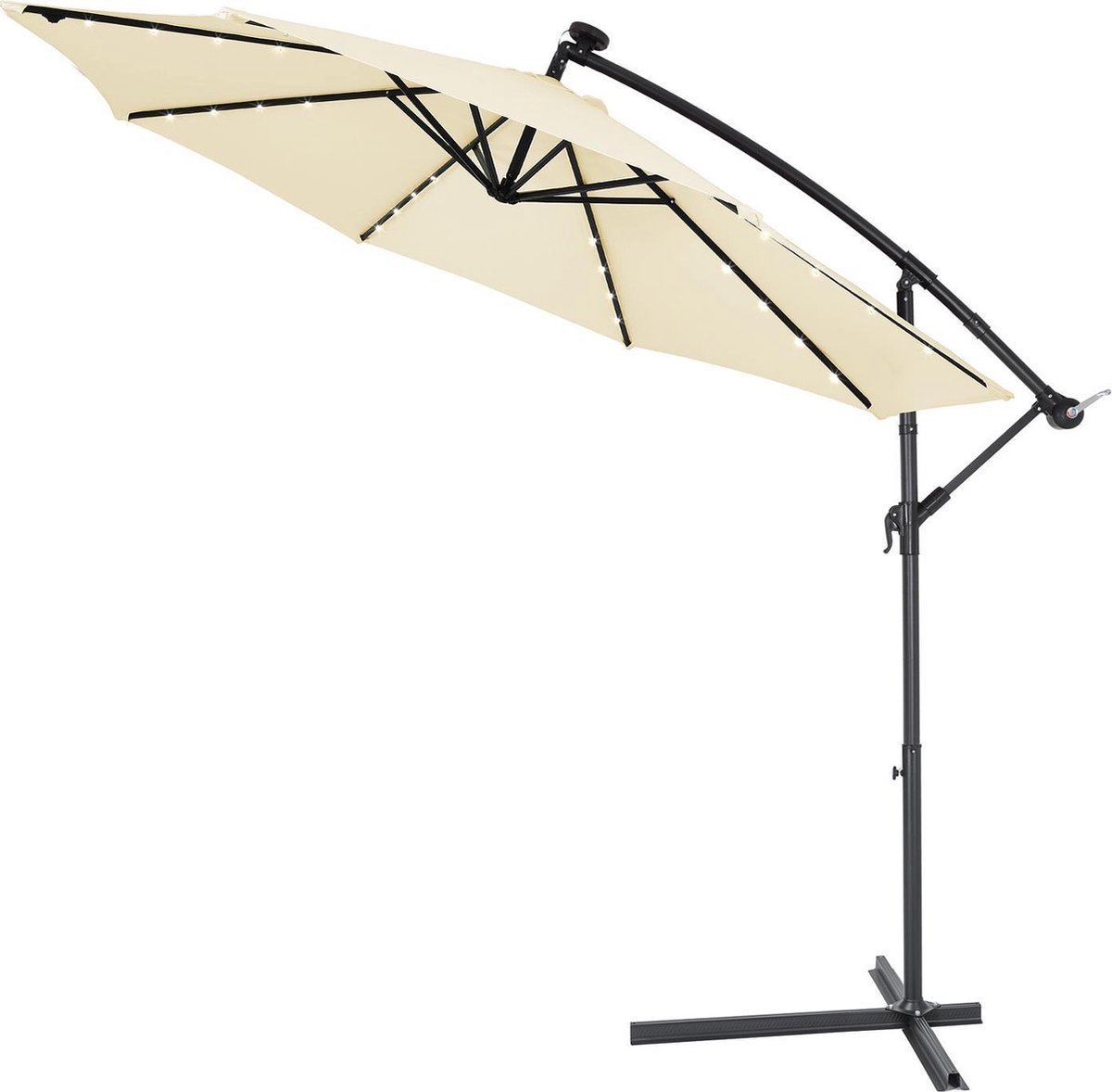 Kingsleeve Zweefparasol - Parasolvoet LED-verlichting 300cm - Beige (4250525364545)