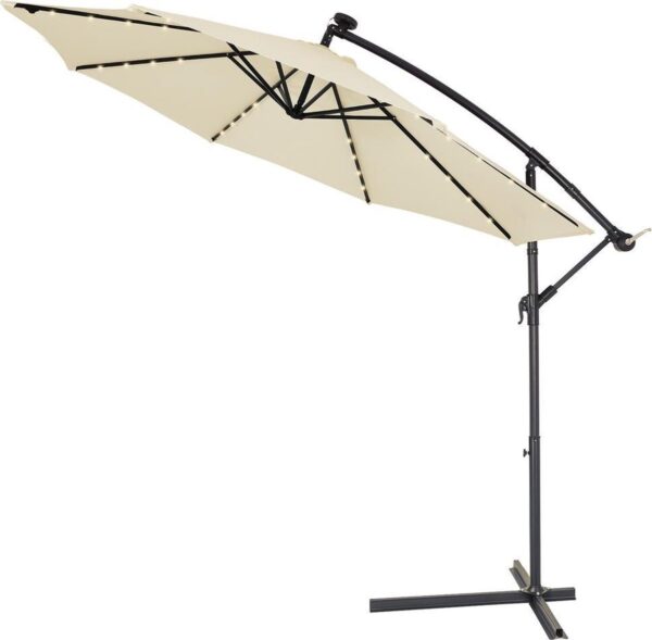 Kingsleeve Zweefparasol - Parasolvoet LED-verlichting 330cm - Crème (4250525364576)