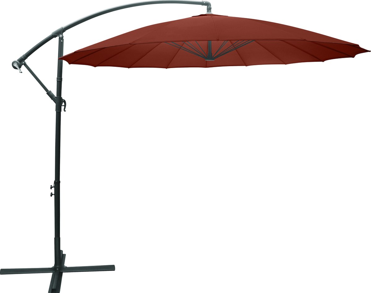 Kynast SAIGON zweefparasol 3x3m Azië stijl knikbaar Bordeaux Rood parasol 360° draaibaar + kruispoot (4057984009693)