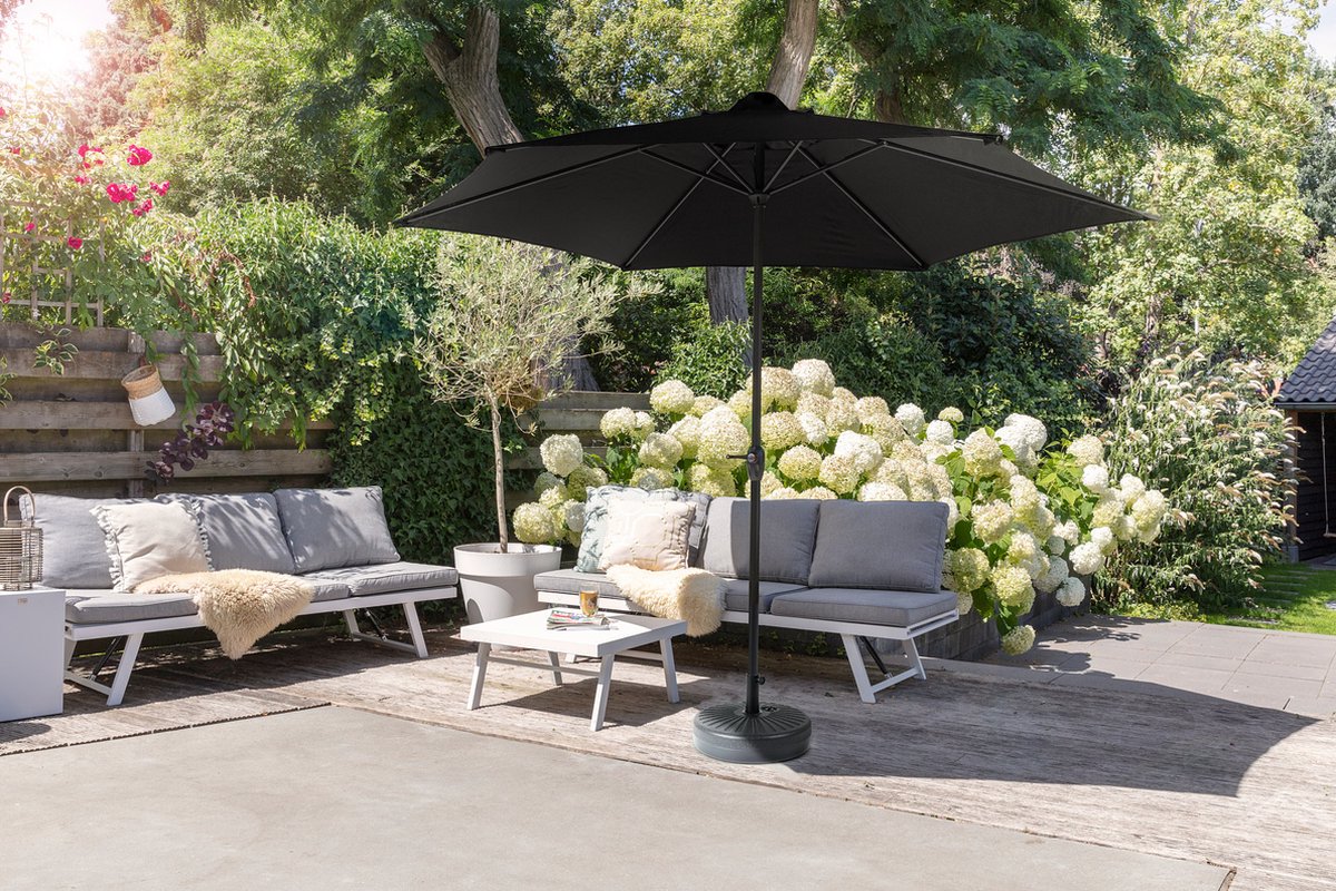 Lifa Garden XL Parasol - Tuinparasol - Polyester - Stokparasol in Zwart - Zonwering voor Tuin en Terras - Incl. Hoes - 262 x 300 cm (8720604884029)