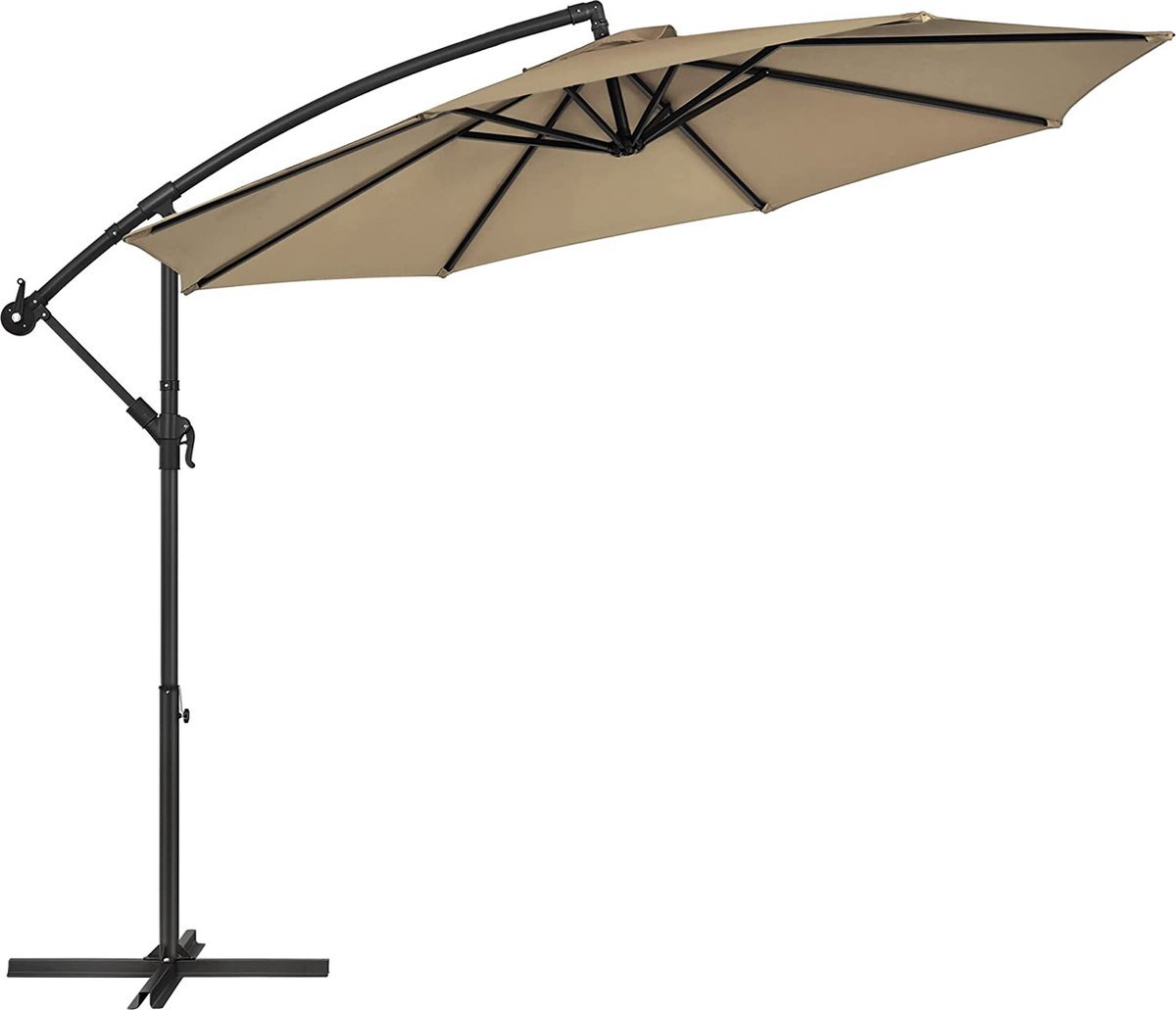 MIRA Home Beige Parasol - Zweefparasol - Tuinparasol - Parasol op Voet - 300x245 cm - Metalen Frame, UV-bescherming, LED-verlichting (8720909801752)