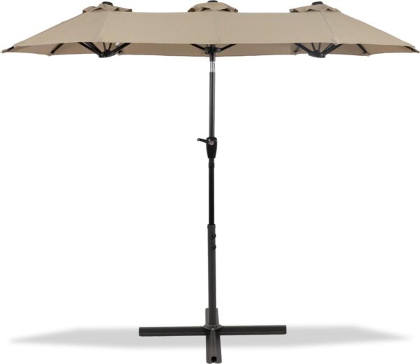 MaxxGarden Parasol - Stokparasol xxl - 300 x 150cm - Taupe - Incl. Kruisvoet (5404022212222)