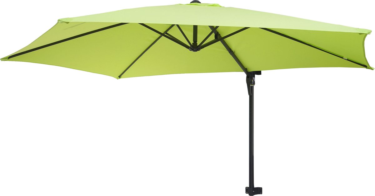 Muurparasol Casoria, zweefparasol balkonparasol parasol, 3m kantelbaar, polyester aluminium/staal 9kg ~ green-lemon (4057651164984)