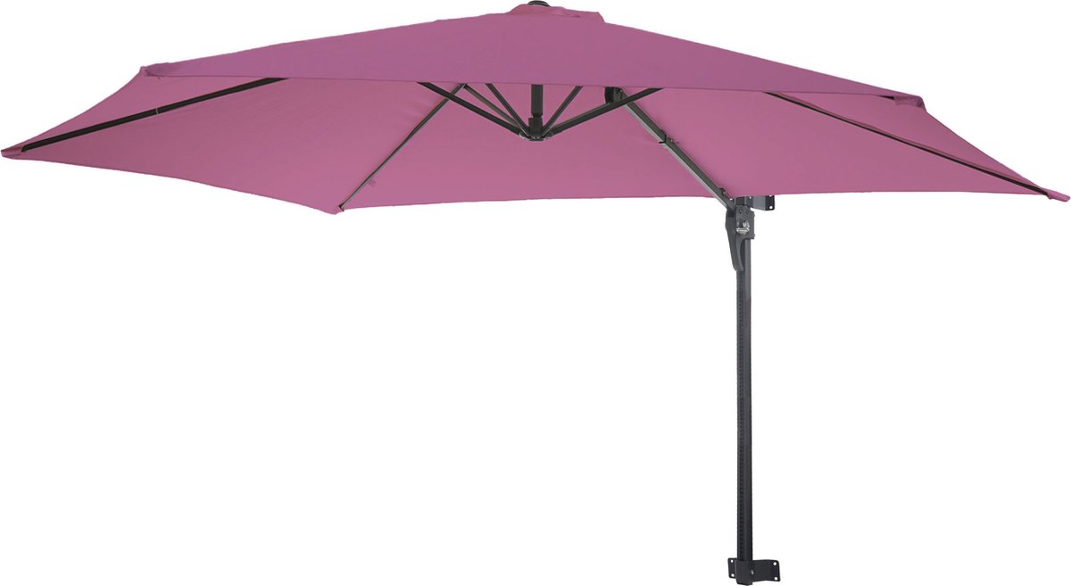 Muurparasol Casoria, zweefparasol balkonparasol parasol, 3m kantelbaar, polyester aluminium/staal 9kg ~ lavendel-rood (4057651547015)