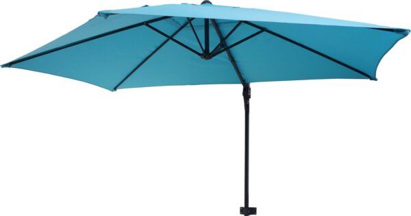 Muurparasol Casoria, zweefparasol balkonparasol parasol, 3m kantelbaar, polyester aluminium/staal 9kg ~ turquoise (4057651167152)