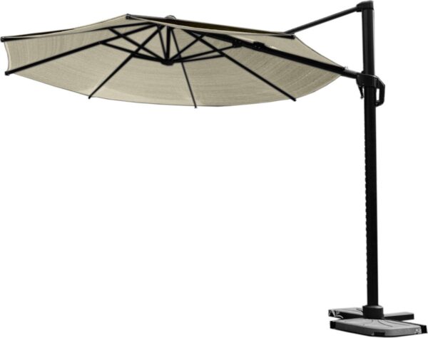 Nesling Coolfit - 350cm - Zweefparasol - Dubbel Kantelbaar - Gebroken Wit - Met Kruisvoet - Met Beschermhoes (8721077130811)