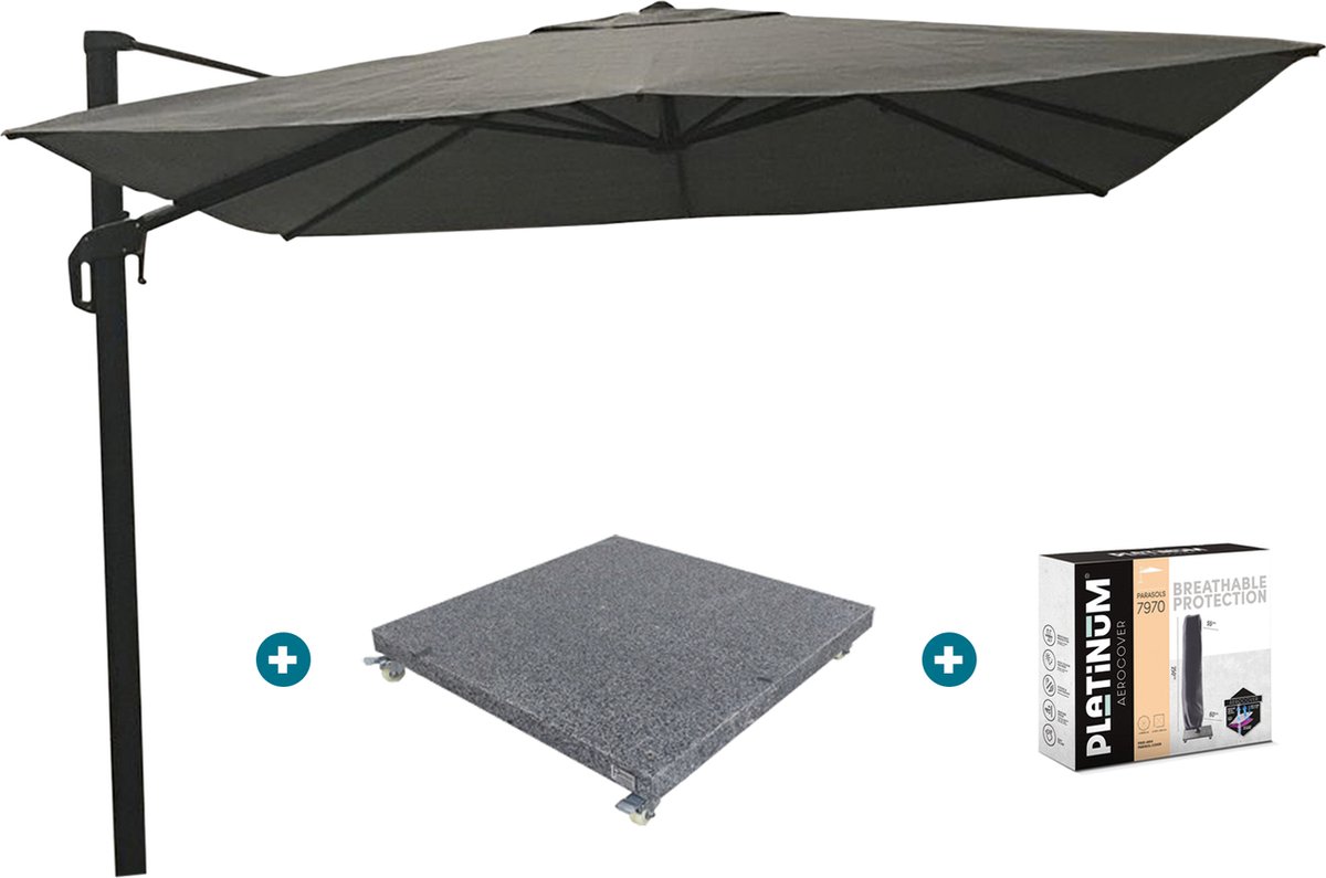 Nesling Coolfit zweefparasol 3x3 - antraciet - voet en hoes (6097342033050)