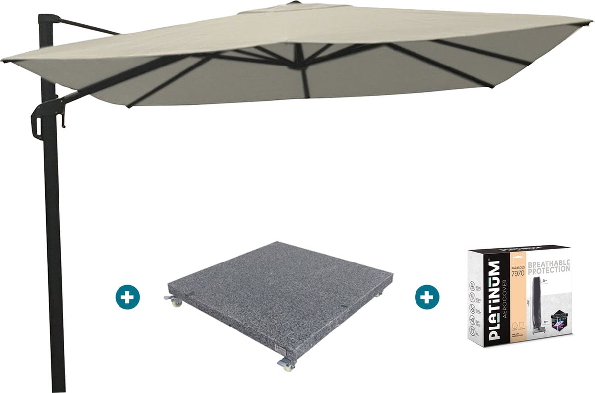 Nesling Coolfit zweefparasol 3x3 - wit - voet en hoes (6097330558572)