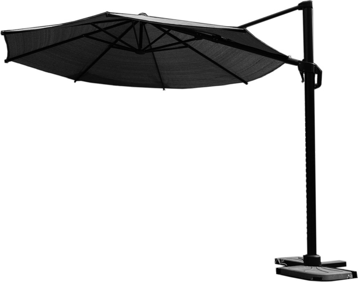 Nesling Coolfit zweefparasol ⌀350cm | Combinatie Zweefparasol en Schaduwdoek | 360 graden draaibaar | Antraciet (8717677464357)