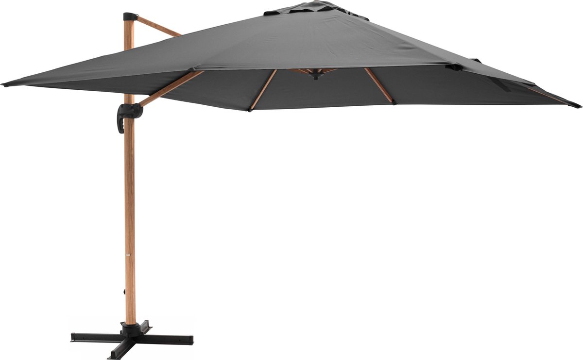 Oviala - Vierkante zweefparasol 3x3m met antraciet houteffect (3663095031655)