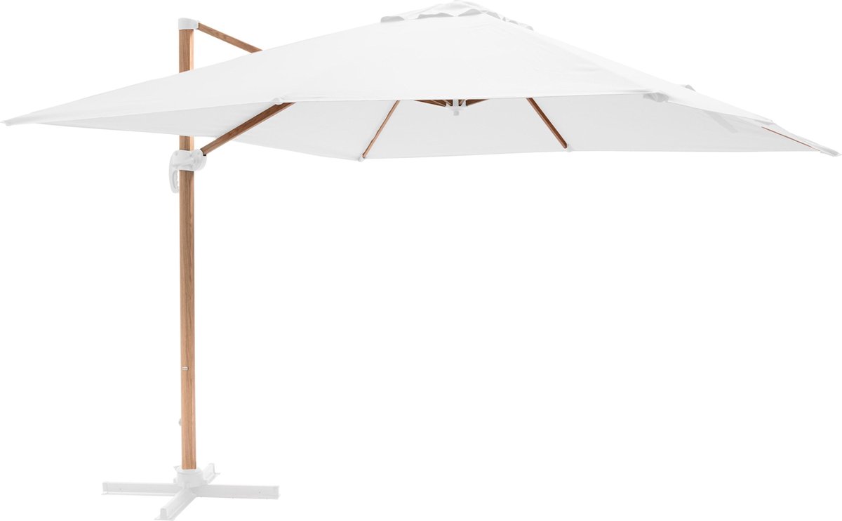 Oviala - Vierkante zweefparasol 3x3m met houtlook in crèmekleur (3663095031648)