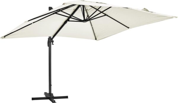 Oviala - Vierkante zweefparasol van 3 x 3m in crèmekleurig aluminium (3663095003959)