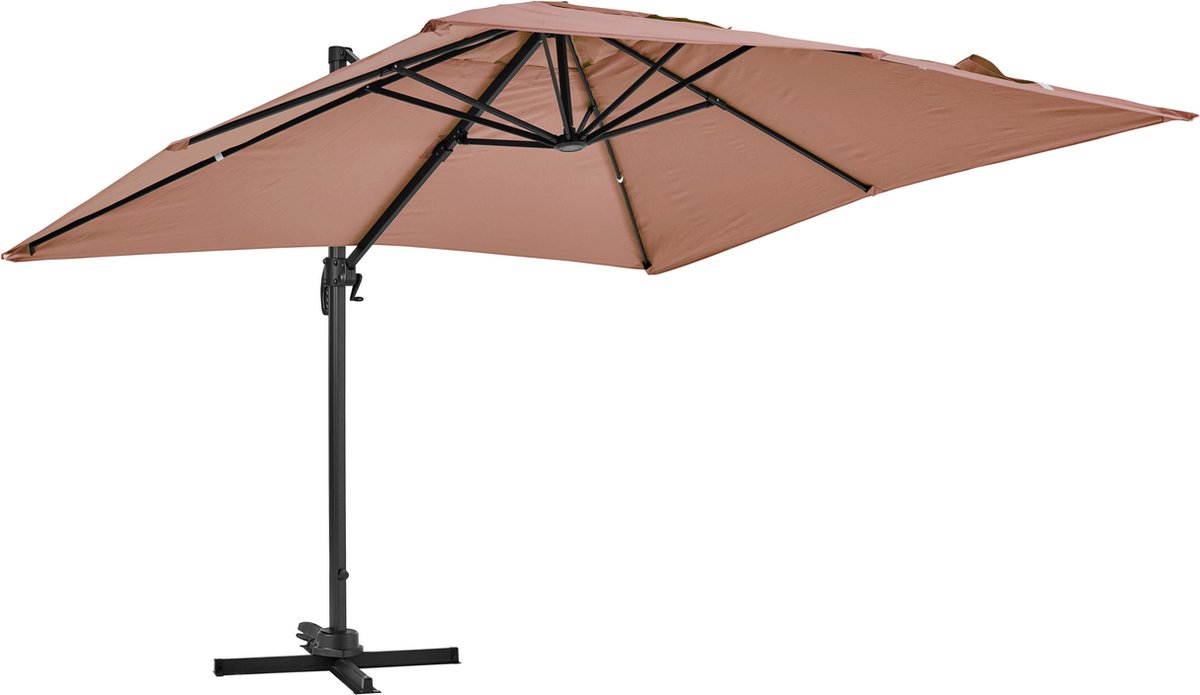 Oviala - Vierkante zweefparasol van 3 x 3m in taupekleurig aluminium (3663095025845)