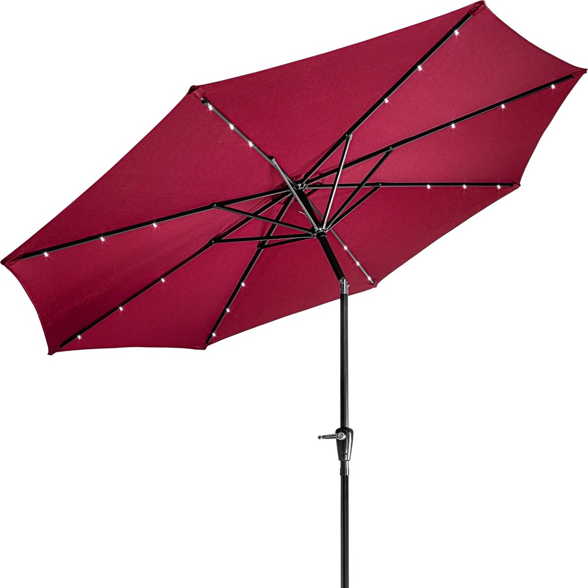 Parasol - Parasols - Strandparasol - Parasol balkon - Stokparasol - Parasol kantelbaar - Parasol knikarm - Parasol achthoekig - Inclusief parasol hoes - Waterafstotend - ⌀ 300 cm - Uv bescherming 30+ - Staal - Polyester - Rood - ⌀ 300 x H 246 cm (6094120855897)