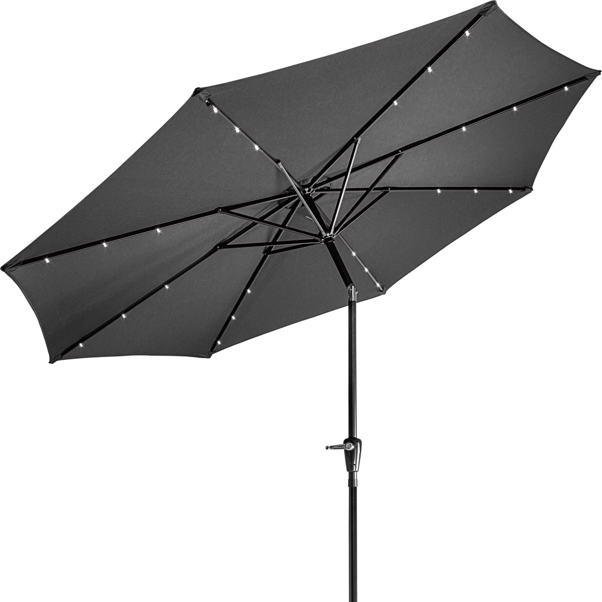 Parasol - Parasols - Strandparasol - Parasol balkon - Stokparasol - Parasol kantelbaar - Parasol knikarm - Parasol achthoekig - Inclusief parasol hoes - Waterafstotend - ⌀ 300 cm - Uv bescherming 30+ - Staal - Polyester - Antraciet - ⌀ 300 x H 246 cm (6094114353354)