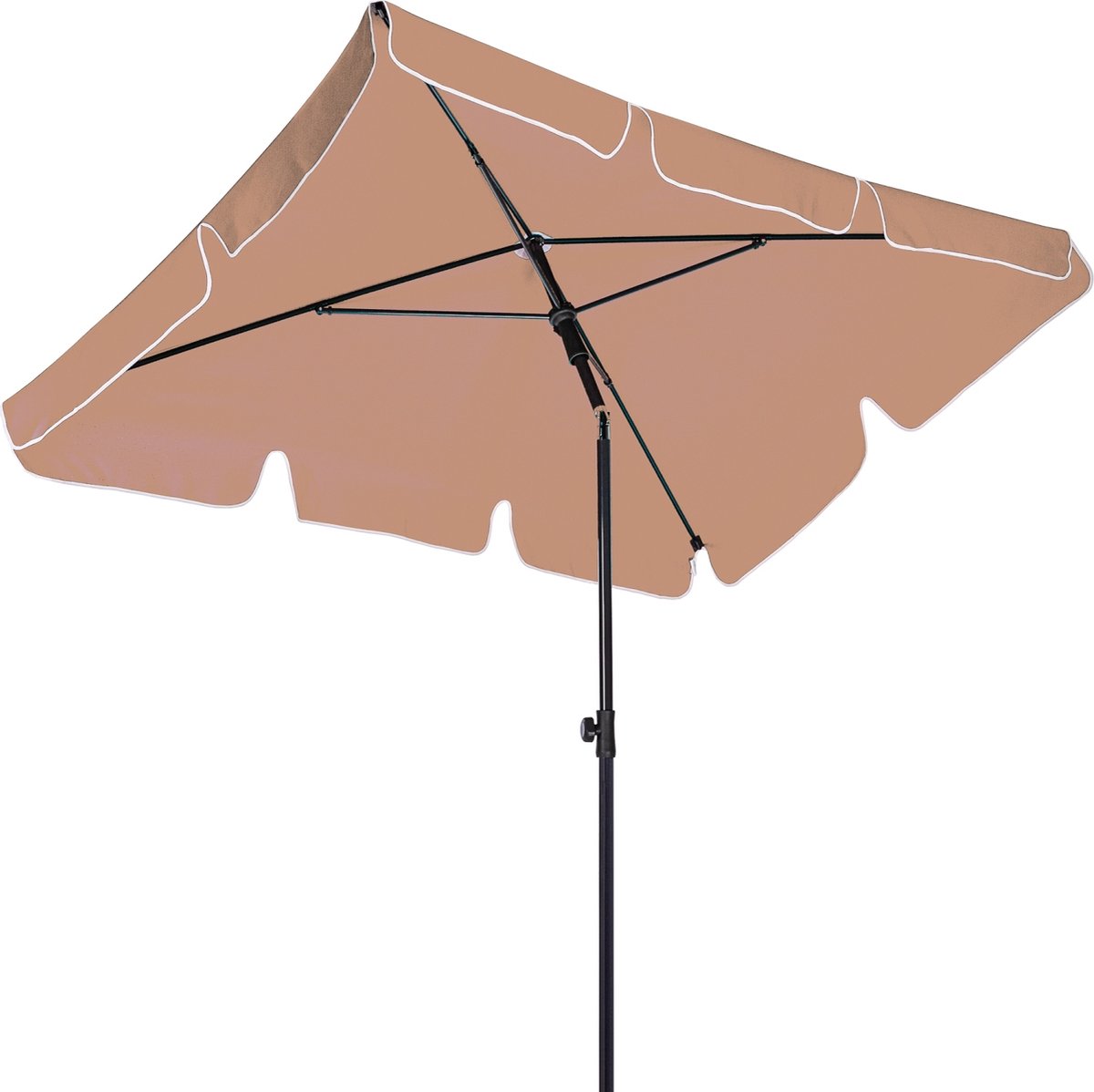 Parasol - Parasols - Strandparasol - Parasol balkon - Stokparasol - Parasol vierkant - Parasol kantelbaar - Parasol knikarm - Inclusief draagtas - UV bescherming 30+ - Metaal - Polyester - Taupe - 200 x 125 x 240 cm (6094103334326)