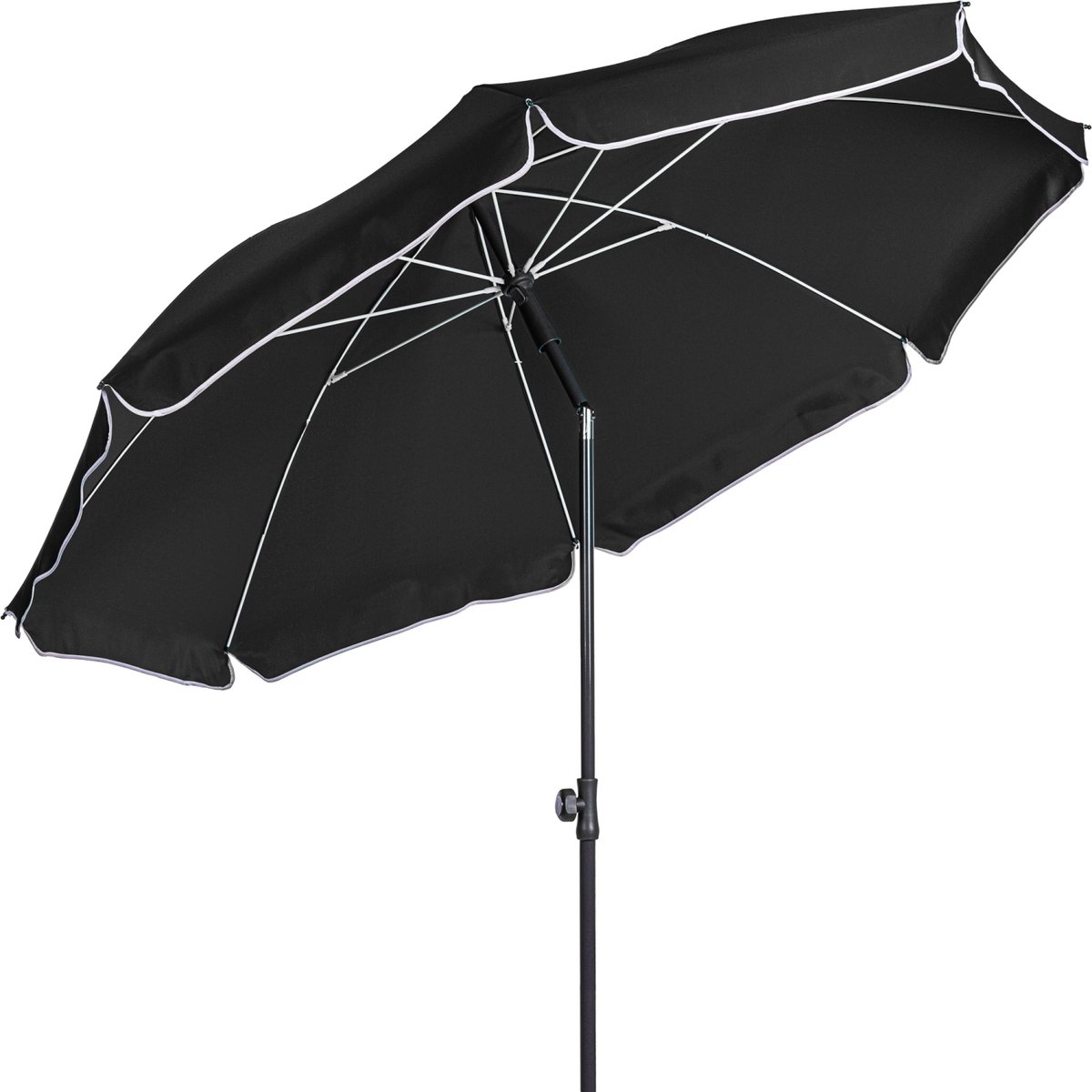 Parasol - Parasols - Strandparasol - Stokparasol - Parasol kantelbaar - - Inclusief draagtas - Waterafstotend - ⌀ 180 cm - Metaal - Polyester - Antraciet - ⌀ 180 x 200 cm (6094102993913)