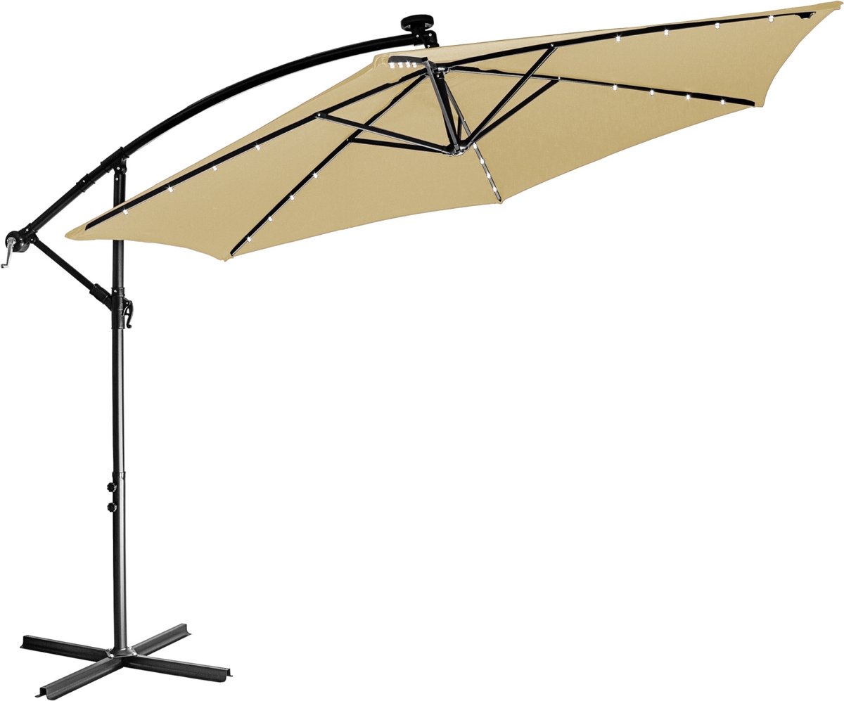 Parasol - Zweefparasol - Parasols - Zweefparasol met voet - Tuinparasol - Inclusief parasol hoes - Waterafstotend - Uv bescherming 30+ - Staal - Polyester - Beige - ⌀ 280 x H 272 cm (6094137769781)