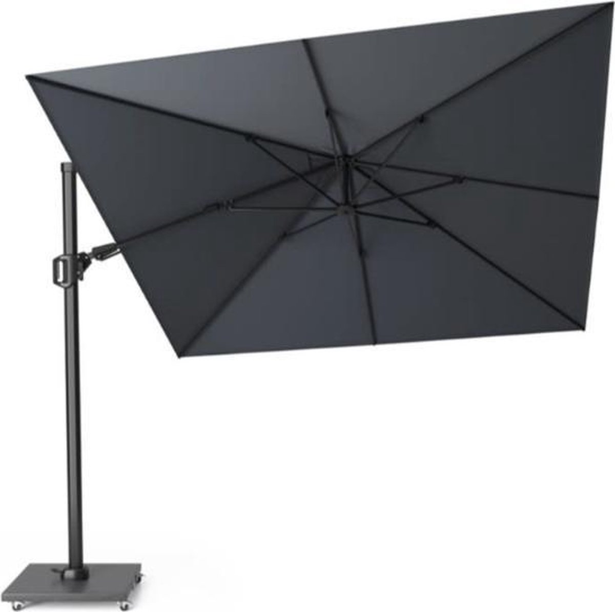 Platinum Challenger T2 Zweefparasol SET 3x3 Antraciet met 90KG VOET OP WIELEN en AFDEKHOES (7421933696635)