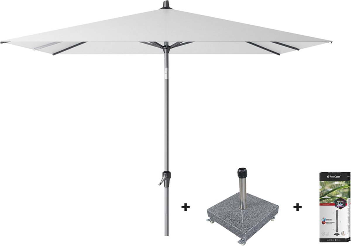 Platinum Riva stokparasol 2.5x2.5 - White met voet en hoes (6090330420429)