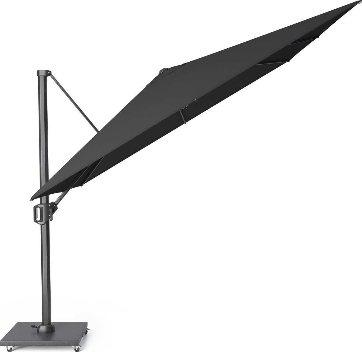 Platinum Sun & Shade - Zweefparasol - Challenger T1 - 300x300cm - Zwart - Kantelbaar - 360° Draaibaar - 96% UV protectie (8717591775317)