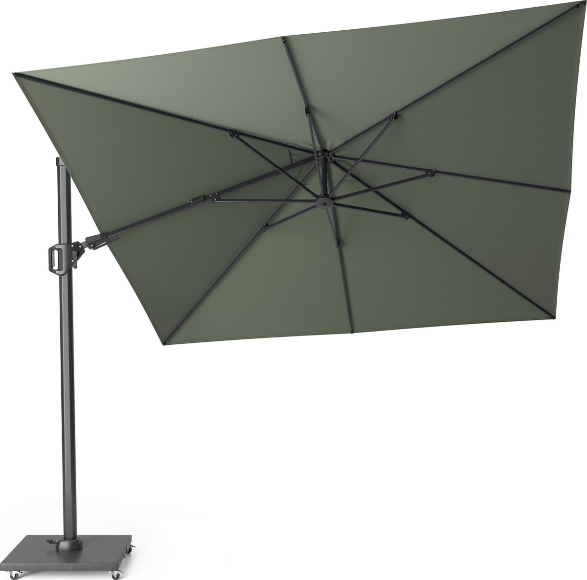 Platinum Sun & Shade - Zweefparasol - Challenger T² - 300x300 cm - Olijf - Dubbel Kantelbaar - 360° Draaibaar - 96% UV protectie (8720039165342)