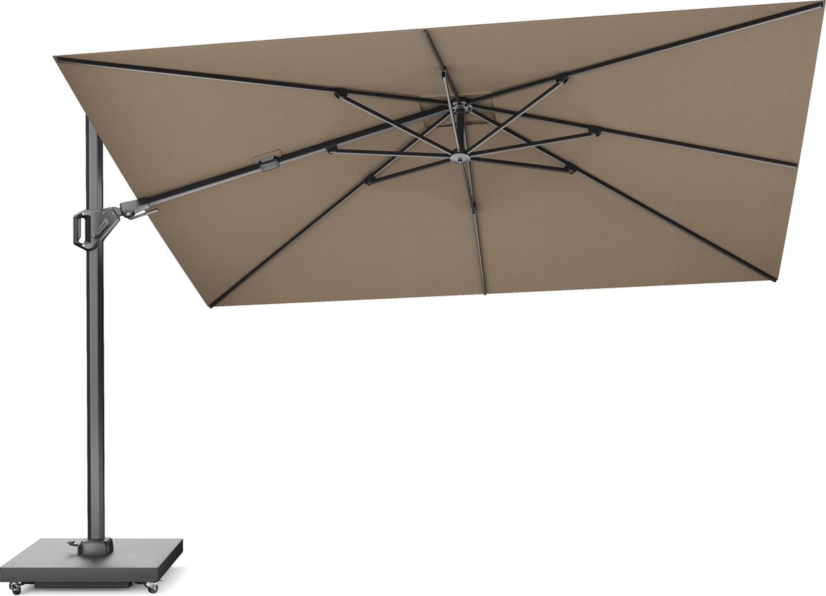 Platinum Sun & Shade - Zweefparasol - Challenger T² Premium - 260x350 cm - Havana - Dubbel Kantelbaar - 360° Draaibaar - 98% UV protectie (8720039169654)