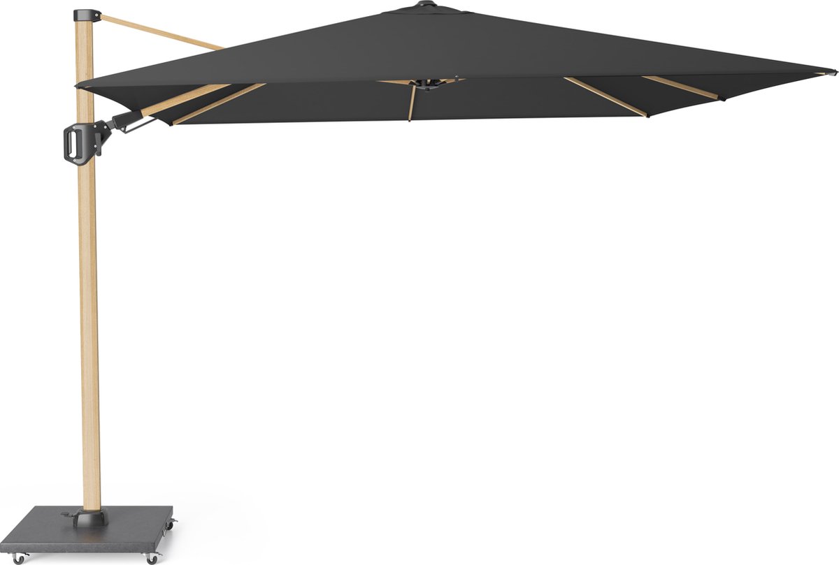 Platinum Sun & Shade - Zweefparasol - Challenger T² Premium - 300x300 cm - Oak Look - Faded Black - Dubbel Kantelbaar - 360° Draaibaar - 98% UV protectie (8717591779469)