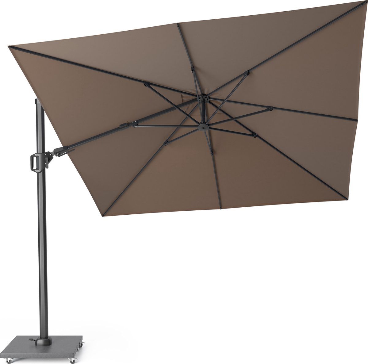 Platinum Sun & Shade - Zweefparasol - Challenger T² Premium - 300x300cm - Havana - Dubbel Kantelbaar - 360° Draaibaar - 98% UV protectie (8717591776352)