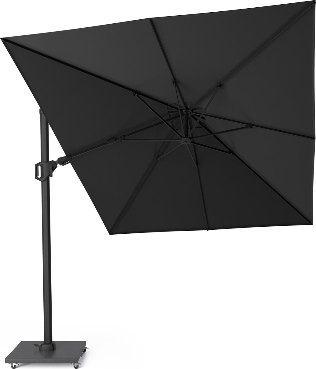 Platinum Sun & Shade - Zweefparasol - Challenger T² Premium - 350x260cm - Matt Black - Jet Black - Dubbel Kantelbaar - 360° Draaibaar - 98% UV protectie (8720039163171)