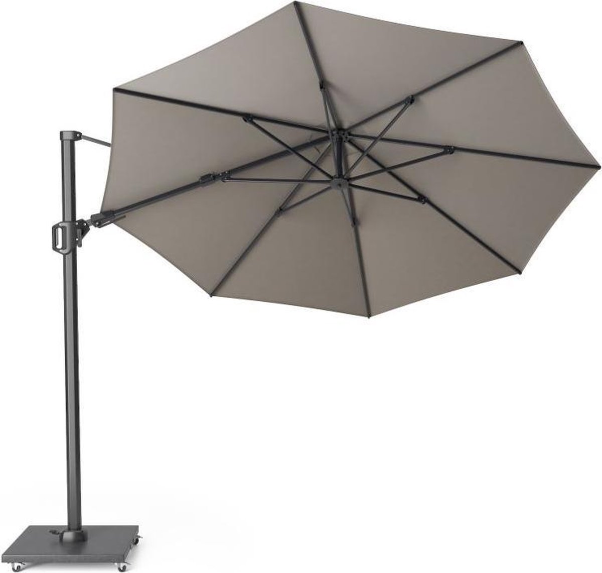 Platinum Sun & Shade - Zweefparasol - Challenger T² Premium - ⌀350cm - Manhattan - Dubbel Kantelbaar - 360° Draaibaar - 98% UV protectie (8717591776260)