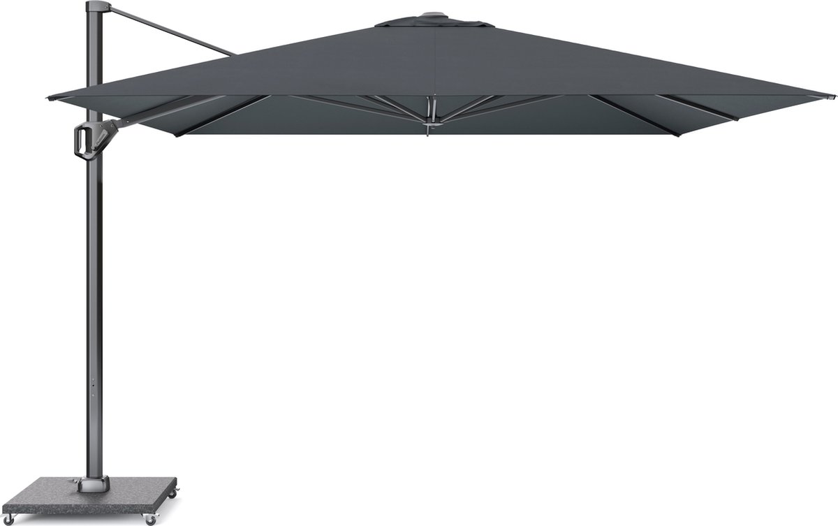 Platinum Sun & Shade - Zweefparasol - Challenger T² Telescope - 350x350cm - Faded Black - Dubbel Kantelbaar - 360° Draaibaar - 98% UV protectie (8720039161542)