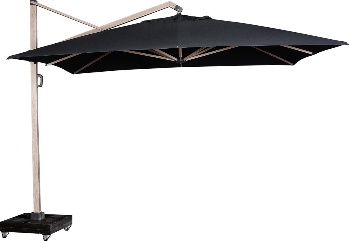 Platinum Sun & Shade - Zweefparasol - Icon Premium - 350x350cm - Oak look - Faded Black - Kantelbaar - 360° Draaibaar - 98% UV protectie (8720039160637)