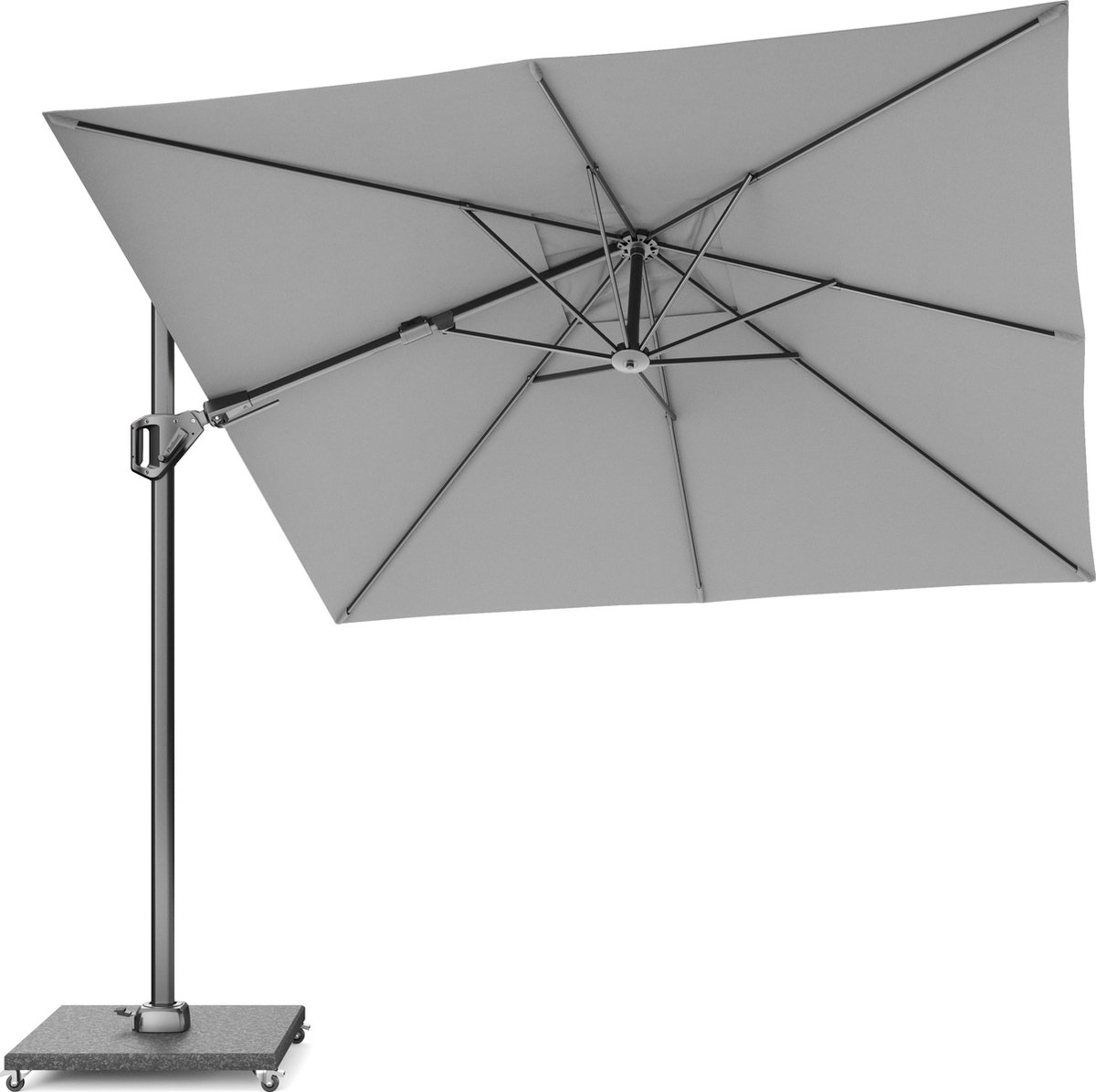 Platinum Sun & Shade - Zweefparasol - Voyager T² - 270x270cm - Lichtgrijs - Dubbel Kantelbaar - 360° Draaibaar - 96% UV protectie (8720039162570)