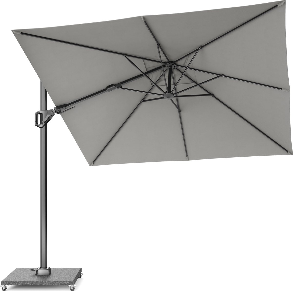 Platinum Sun & Shade - Zweefparasol - Voyager T² Premium - 270x270cm - Manhattan - Dubbel Kantelbaar - 360° Draaibaar - 98% UV protectie (8720039164994)