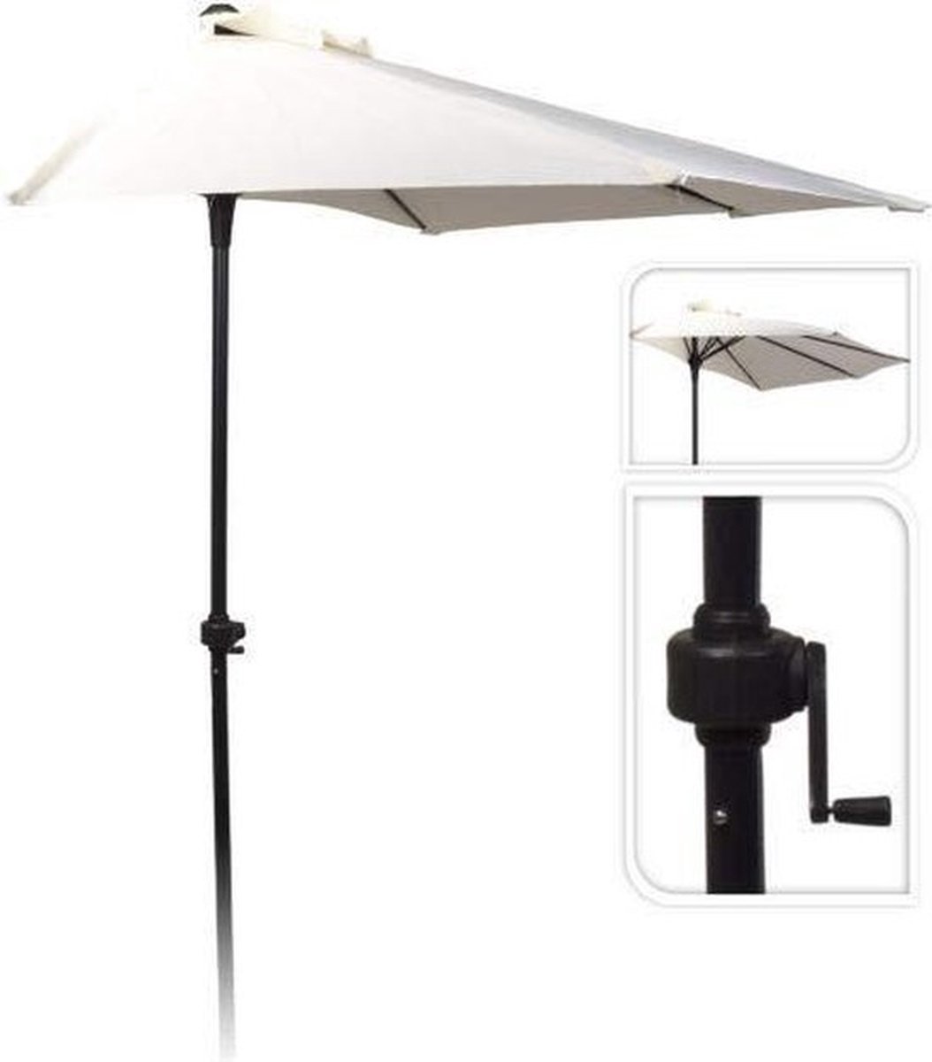 Pro Garden Parasol - Muurparasol - Half Rond - dia 250cm - Wit (8719987353789)