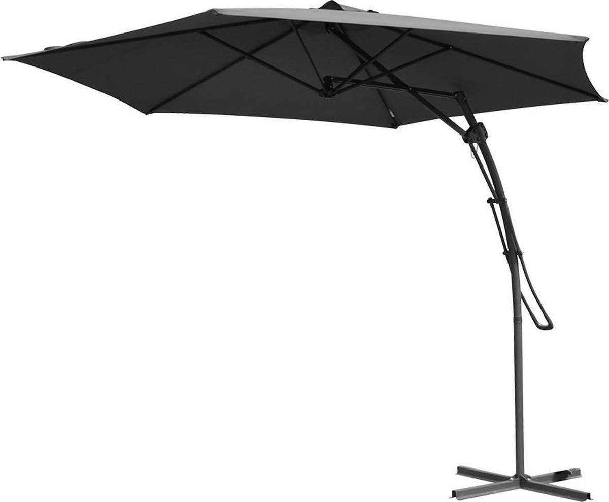 Relaxwonen Push-up Zweefparasol - ⌀300cm - Antraciet - Stevige kwaliteit (8720094245195)