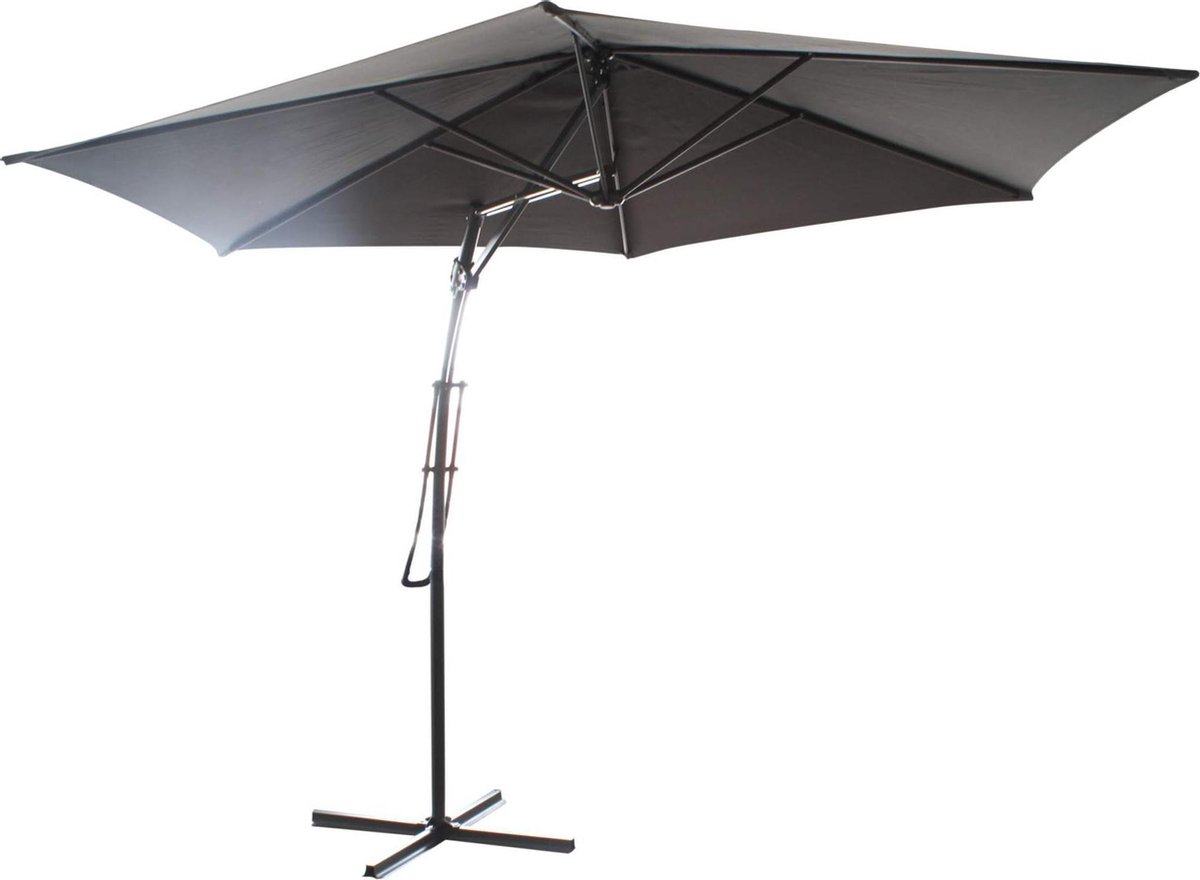 Relaxwonen - Push-up zweefparasol - ⌀300cm - lichtgrijs - stevige kwaliteit (8720094245218)