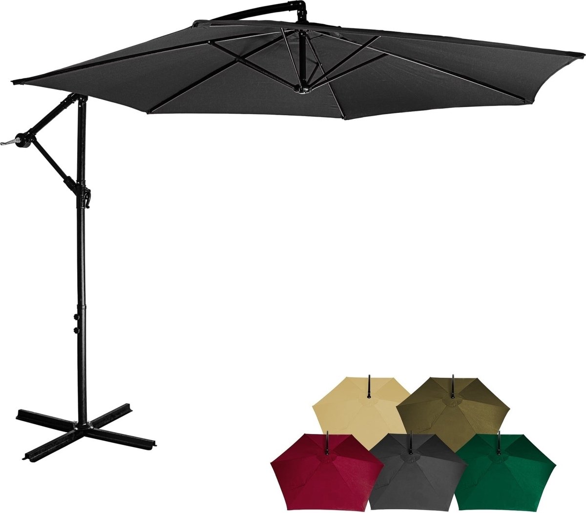 STILISTA Zweefparasol - Tuinparasol - Parasol - Incl. Hoes - ⌀ 350 cm - 3,5 m - Antraciet (4048821861680)