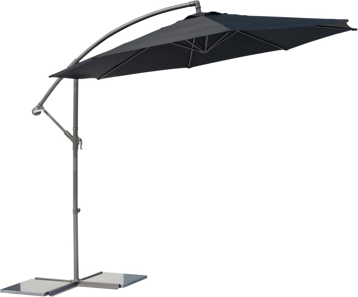 SenS-Line - Parasol Menorca Zweefparasol - ⌀300 cm - 8-ribs - Polyester - Zwart (8717127828470)