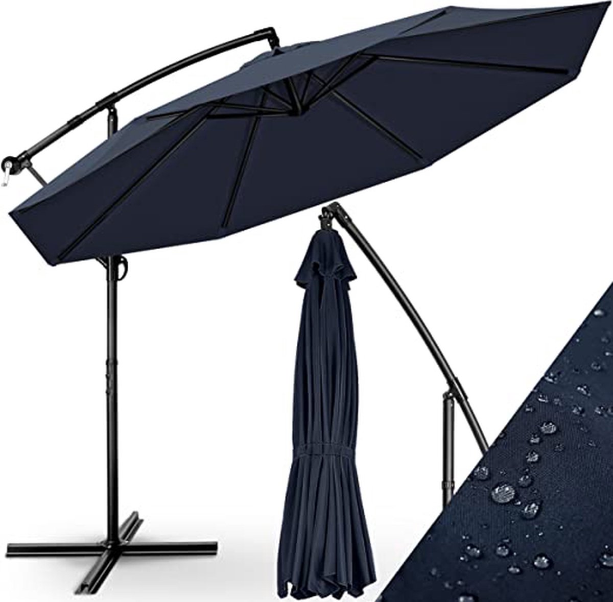 Sens Design Zweefparasol met voet - 300 x 300cm - navy-blauw (8720254854854)