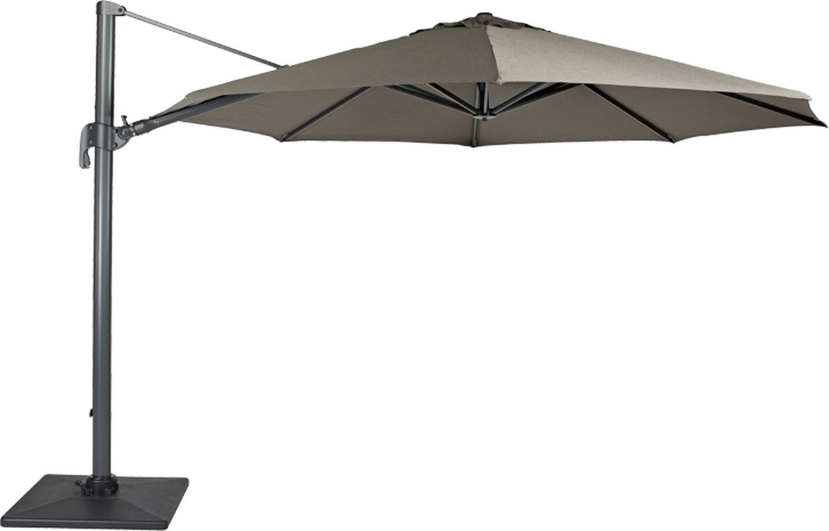 Sol | Zweefparasol | Taupe | 350 cm | Rond | Parasol | Kantelmechanisme | Draaimechanisme | Excl. kruisvoet en verzwaring (8720174572487)