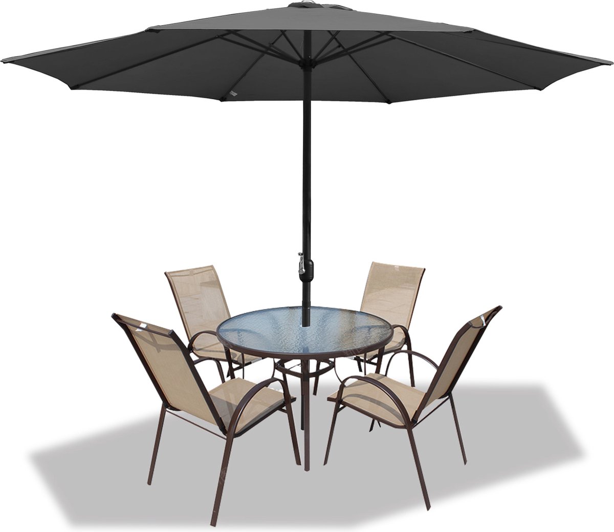 Stokparasols - Strandparasols - Balkonparasols - Parasol - 350cm - Waterdicht - UV-bescherming - Grijs - Weerbestendig & in hoogte verstelbaar Balkonparasol Tuinparasol Patioparasol Zonwering UV-bescherming Opvouwbare marktparasol (9784297942359)