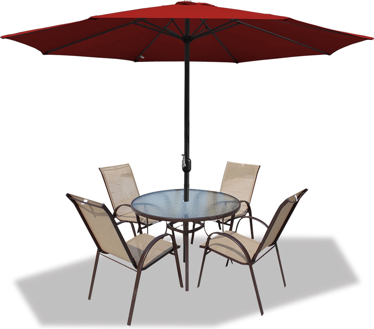 Stokparasols - Strandparasols - Balkonparasols - Parasol - 350cm - Waterdicht - UV-bescherming - Rood - Weerbestendig & in hoogte verstelbaar Balkonparasol Tuinparasol Patioparasol Zonwering UV-bescherming Opvouwbare marktparasol (9784297942373)