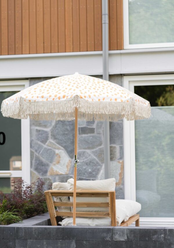 Strandparasol tuinparasol geel beige | kantelbaar | met hoes | 180 cm D | stokparasol | tuin parasol | boho (6095439780764)