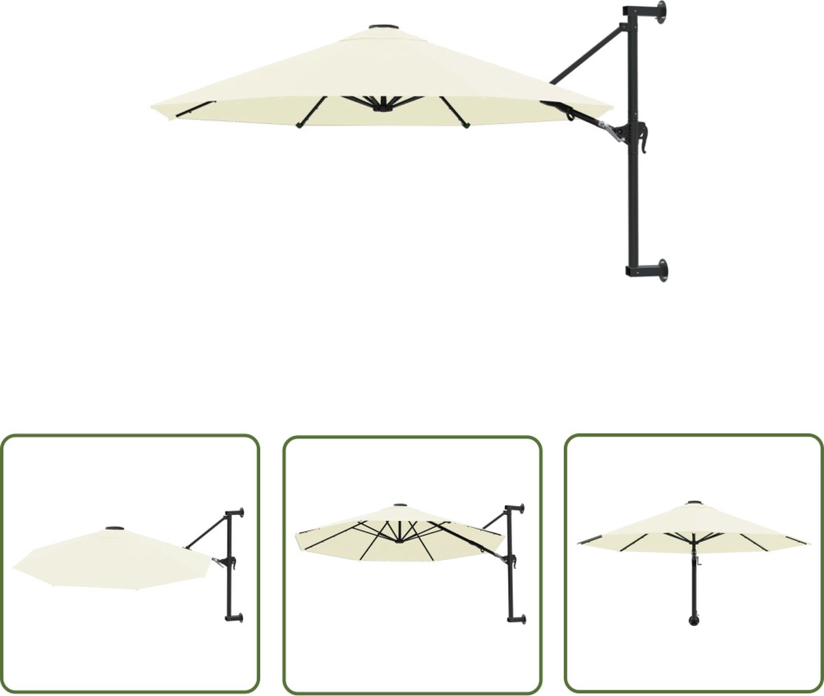 The Living Store Muurparasol Elegante Zand 300x131 cm - UV-beschermend polyester Muurparasol - Parasol - Zonnescherm - Schaduwdoek - Tuindecoratie - Outdoor Decor (8721031260493)