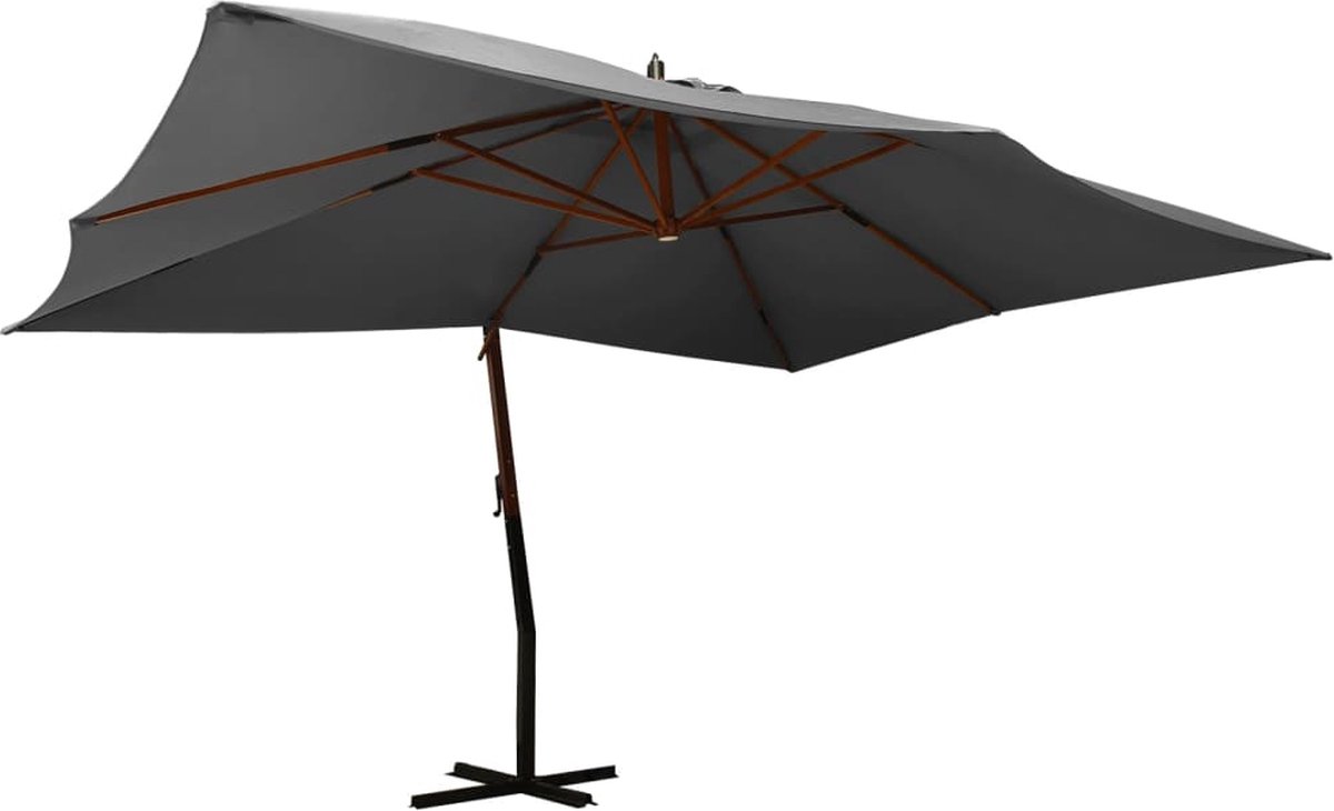 The Living Store Zweefparasol Antraciet 400x300 cm - UV-beschermend polyester - Stabiele kruisvoet (8721031270218)