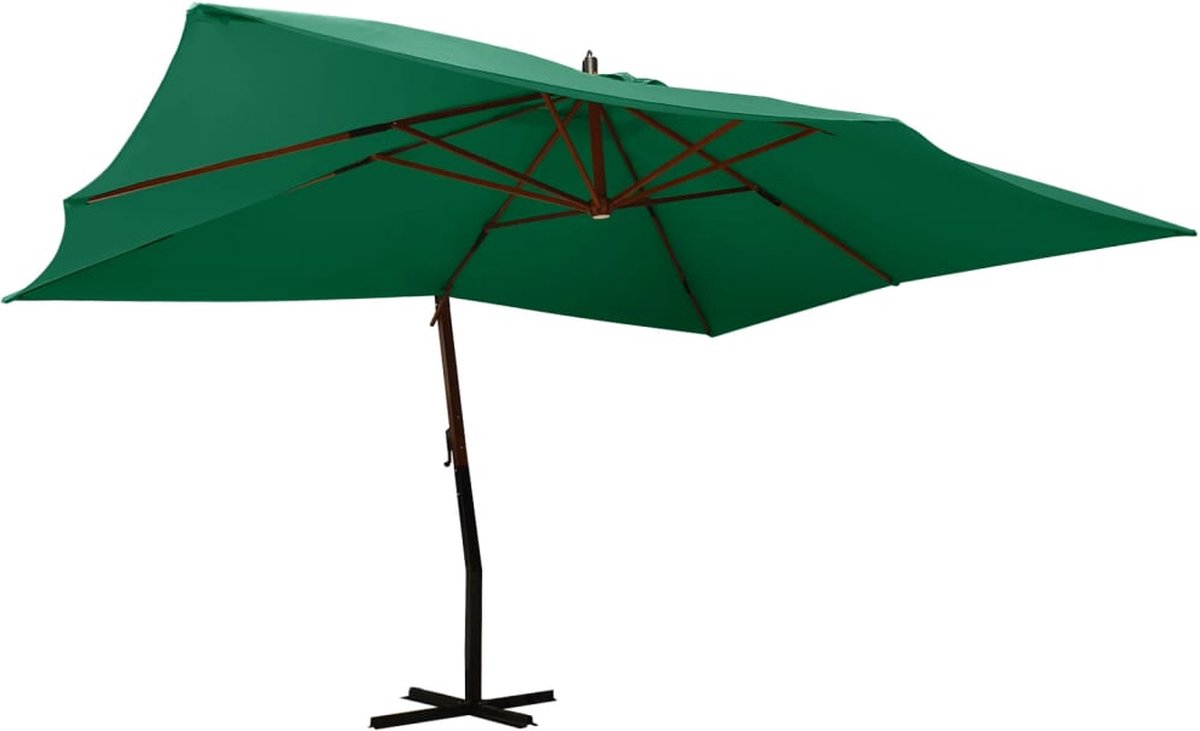 The Living Store Zweefparasol Groen - 400 x 300 cm - UV-beschermend polyester Zweefparasol - Parasol - Tuinderszonnescherm - Buitenschilderij - Tuindecoratie - Zomeraccessoires - Outdoor Living (8721031285731)