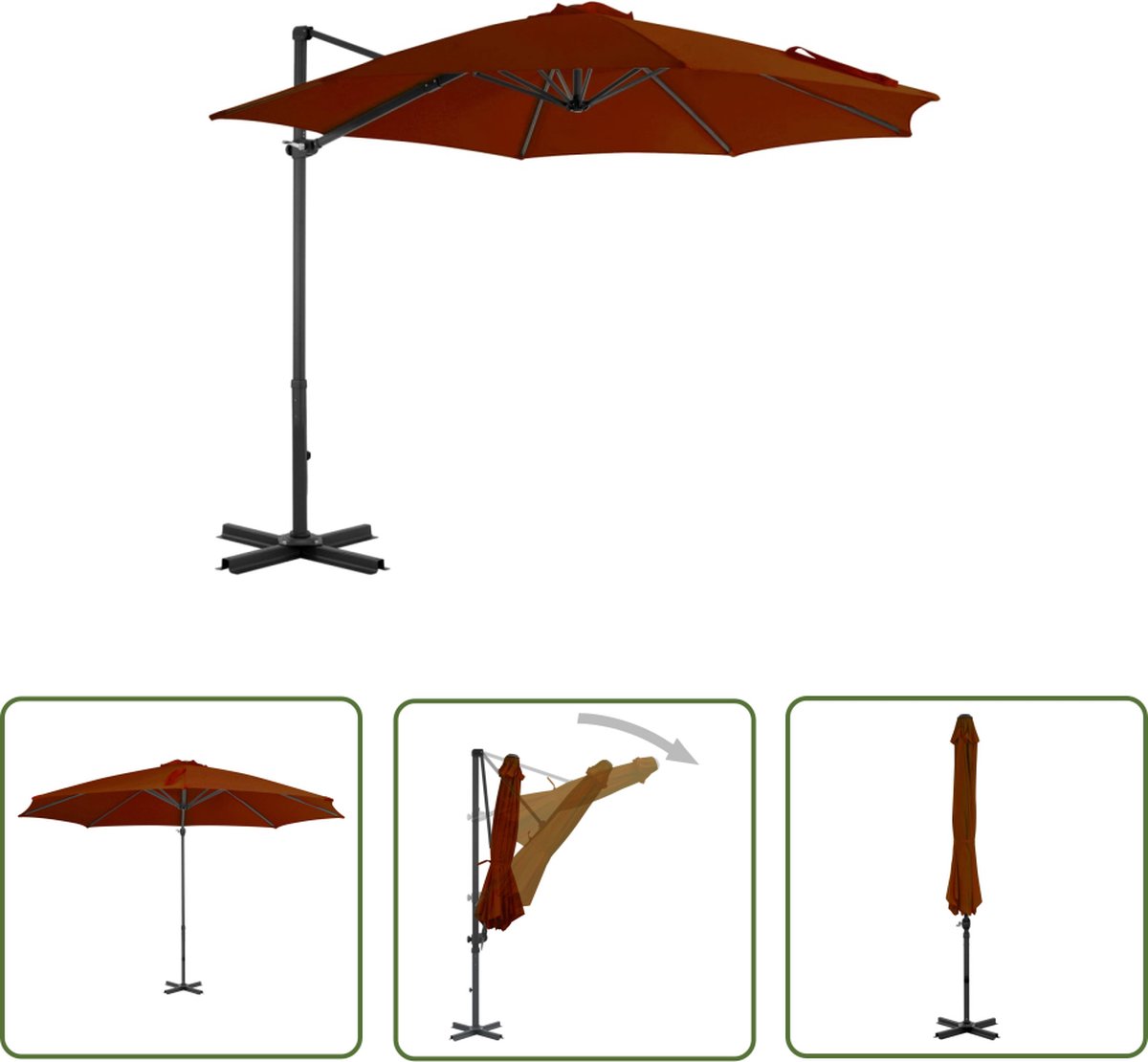 The Living Store Zweefparasol - Terracotta - 300 x 238 cm - Met PA-coating (8721031281702)