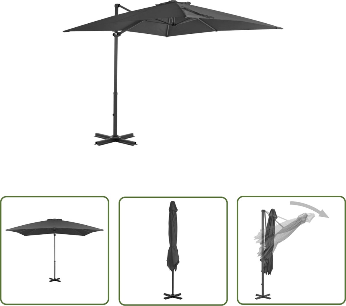 The Living Store Zweefparasol met aluminium paal 250x250 cm antraciet - Parasol (8721031286264)